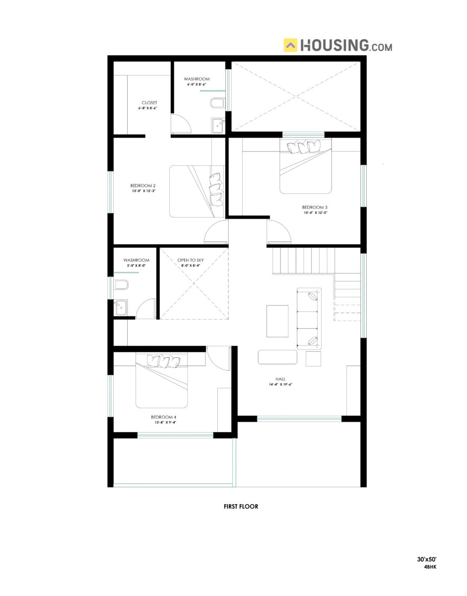 30x50 4BHK Duplex 1500 SqFT Plot - Housing InspireHousing Inspire