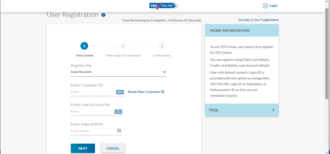 Loan account registration YES Bank 