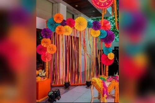 Haldi Decoration ideas | haldi & mehndi decore | floral tradional backdrop  - YouTube