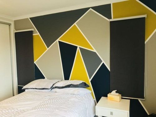 3D Wall Paint Designs Ideas Modern Geometric Accent Wall Paint 