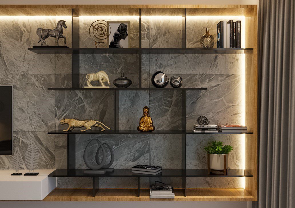 Showcase designs for living store room with glass