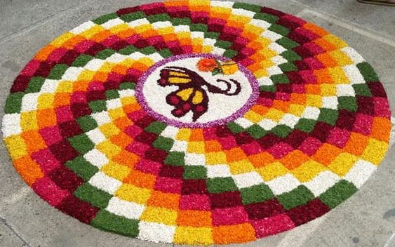 10 classy &amp; simple Onam Pookalam designs for home 7