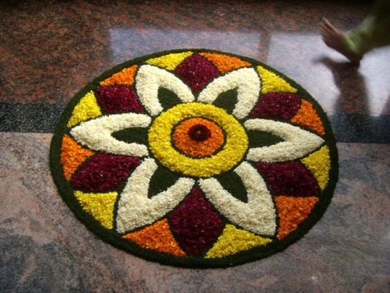10 classy &amp; simple Onam Pookalam designs for home 5