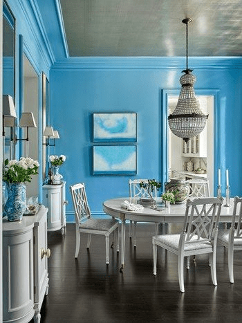 Blue wall paint design deals