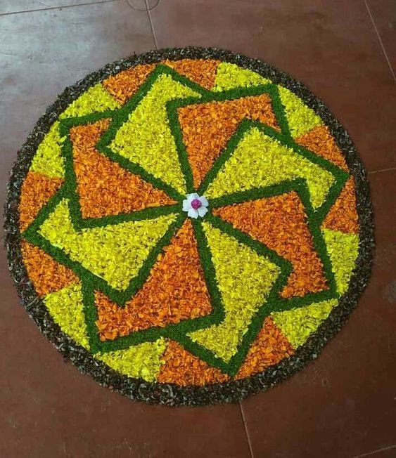10 classy &amp; simple Onam Pookalam designs for home 6