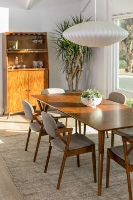 Mid-century modern dining table with tapered legs