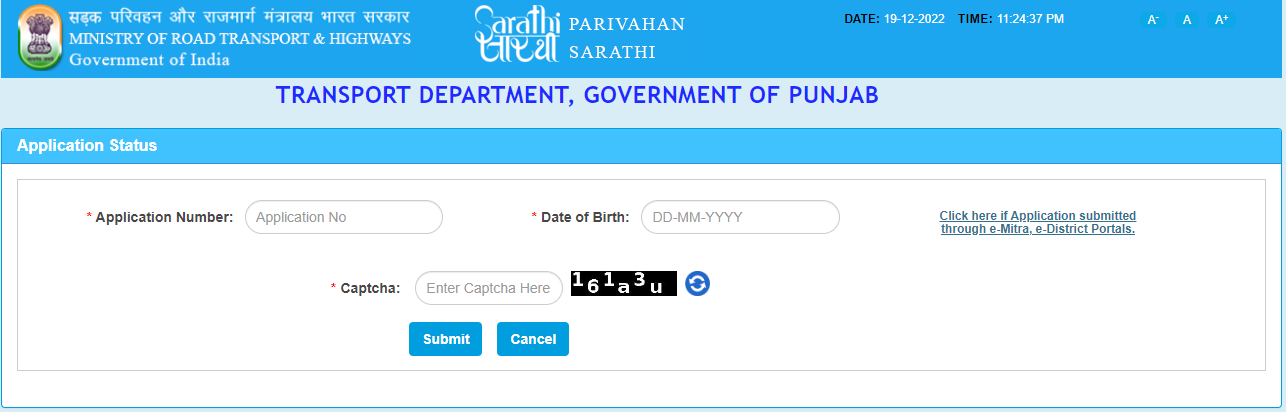 Parivahan Punjab driving licence online application and status check