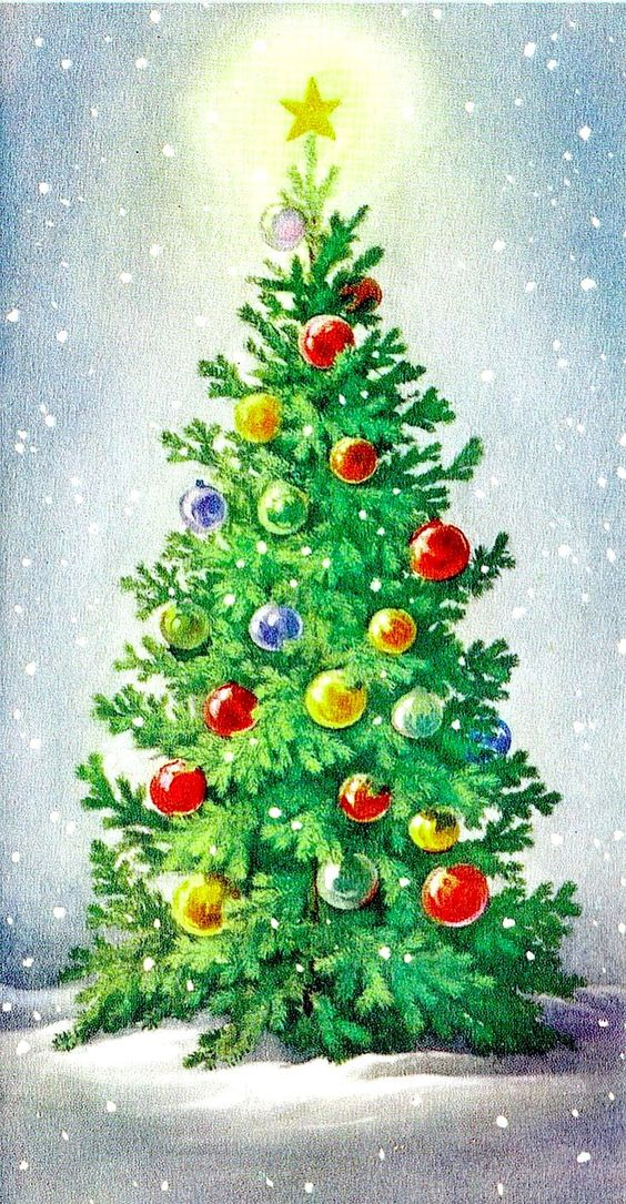 realistic christmas tree drawings