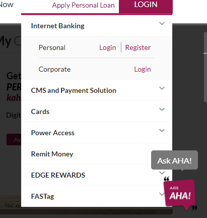Axis Bank corporate login process and other details 