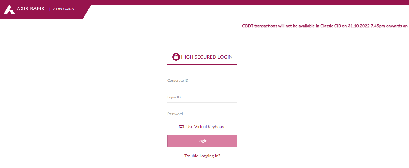 Axis Bank corporate login process and other details 