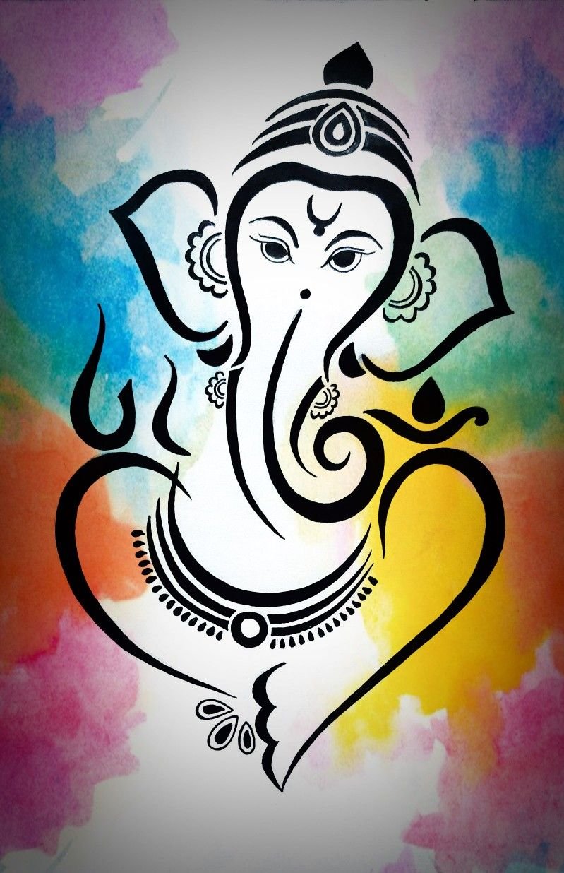 Ganesha Oil Pastel Painting Painting by Kajal Talreja | Saatchi Art