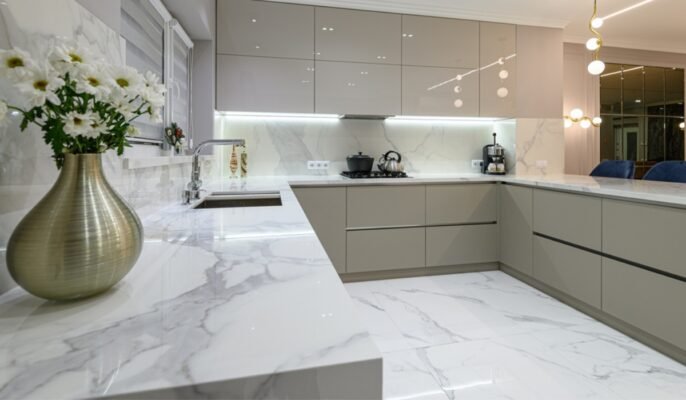 marble kitchen design sketch