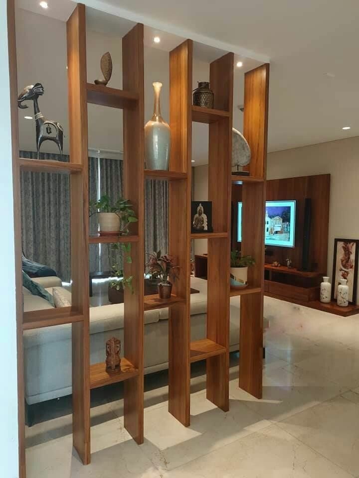 wooden glass partition designs for home