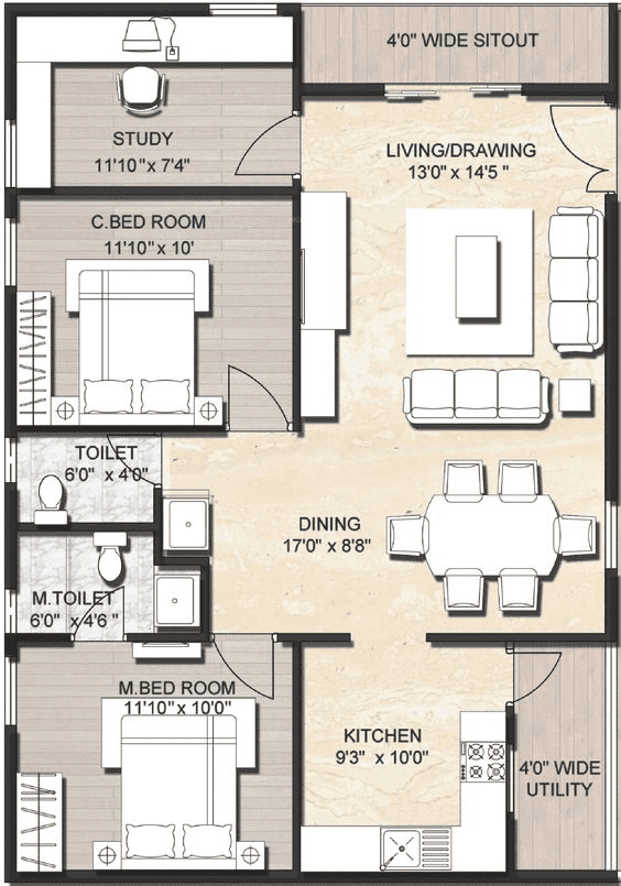 800 sq ft house plans with Vastu 