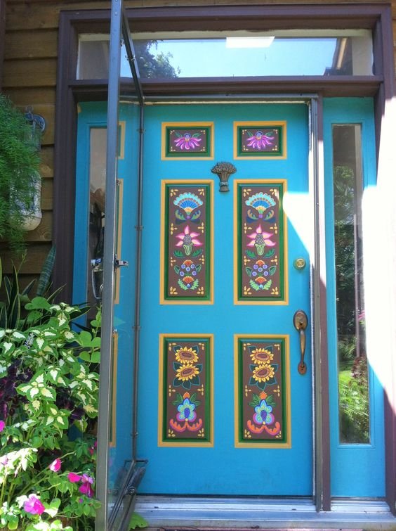 Wooden blue door 