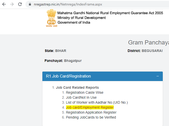 How to view and download NREGA job card list Bihar? 