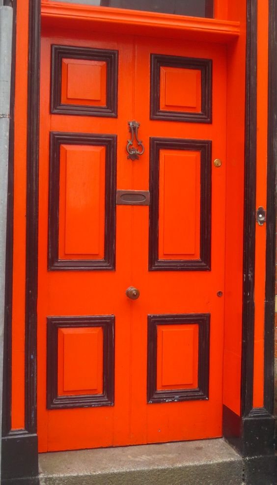 Orange wooden door