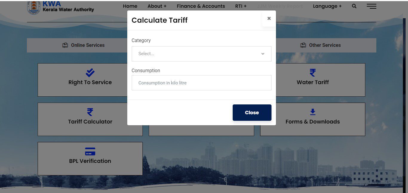 Kerala water bill Know tariff calculation, online bill payment