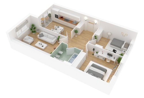 800 sq ft 3D house plan