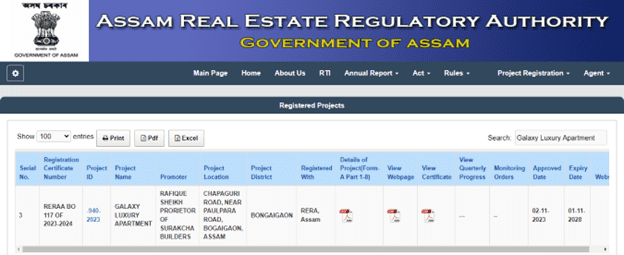 Assam RERA registration process