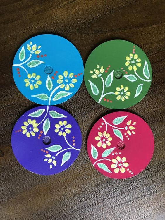  Wood Coasters for Drinks - 8 Pcs Drink Coasters with Holder for  Crafts, Blank Wooden Coasters for Painting, DIY Coasters,Wood Craft  Supplies Home Decoration,4 Inches : CDs & Vinyl