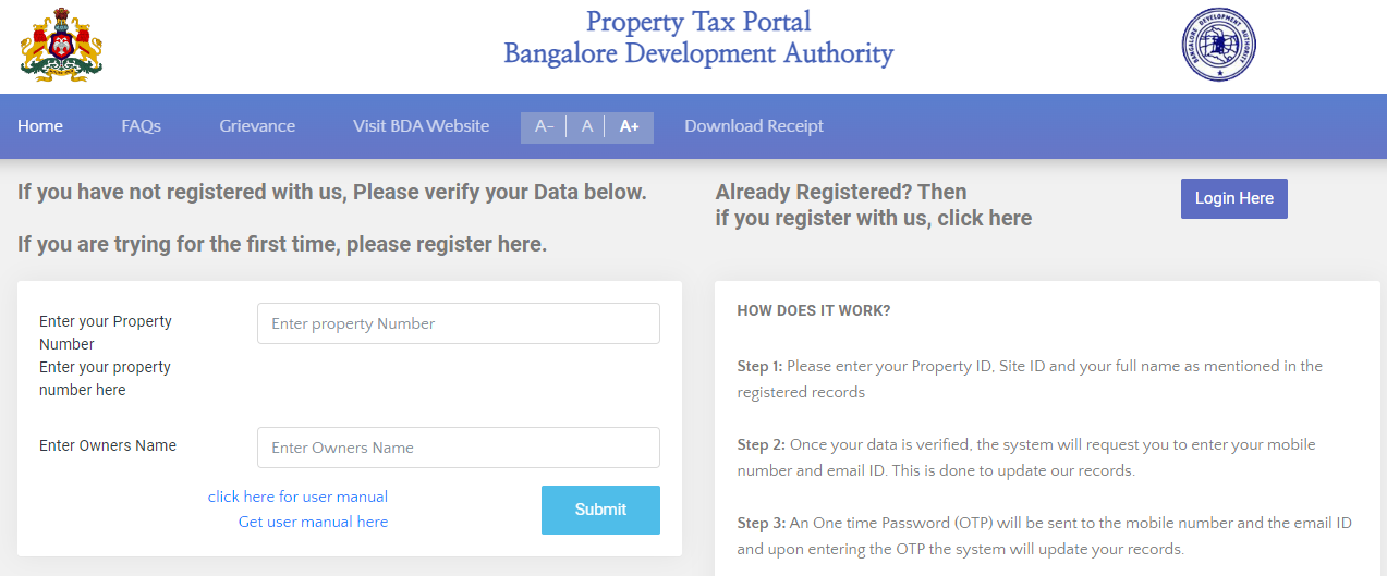 How to pay BDA property tax online?