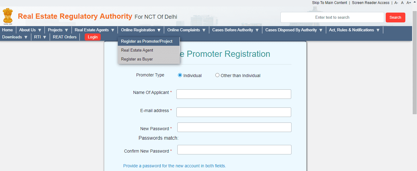 RERA Delhi Promoter registration