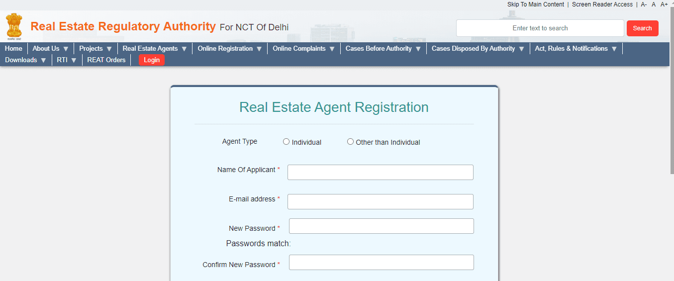 Delhi RERA agent registration 