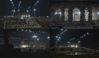 Trust shares night-time images of Ayodhya Ram Mandir