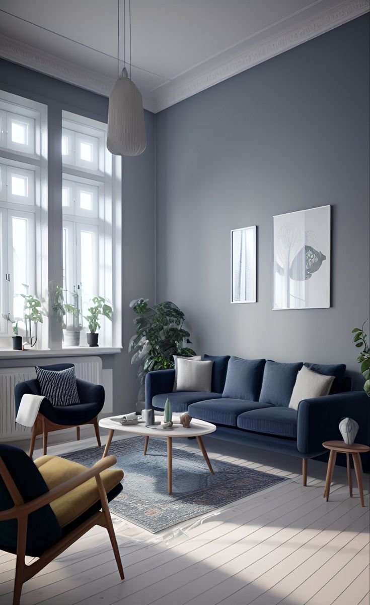 Best greyish-blue contrast colour for living room