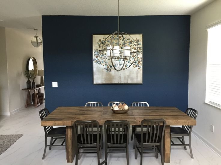 Greyish blue contrast colour for dining room