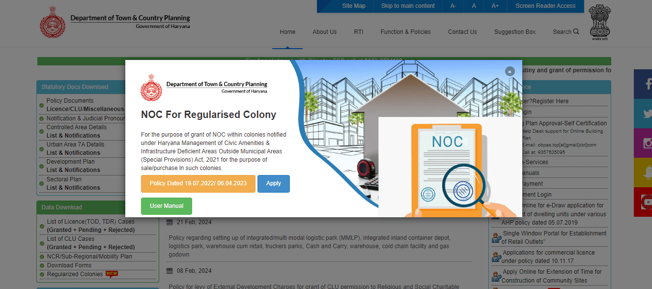 DTCP Haryana starts online NOC drive for property registration in 21 regularised colonies