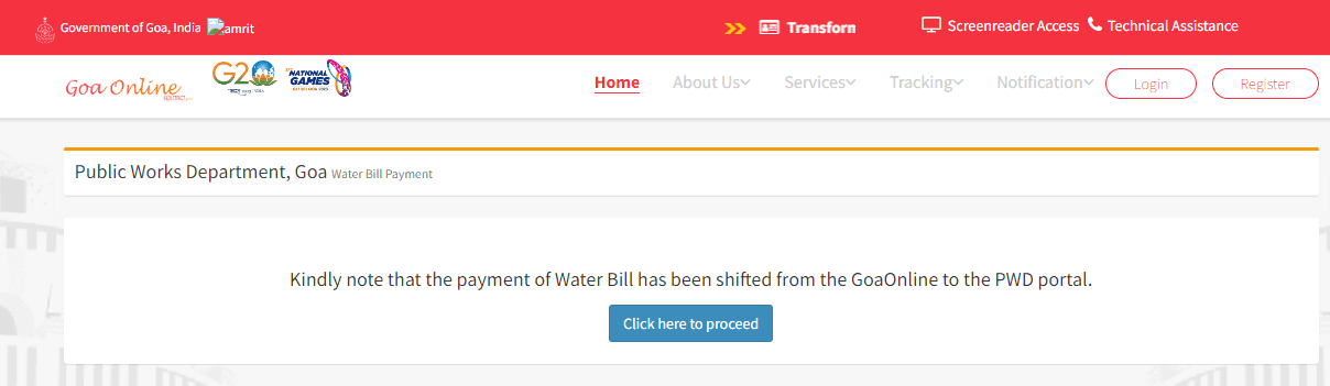 How to pay the water bill online in Goa?