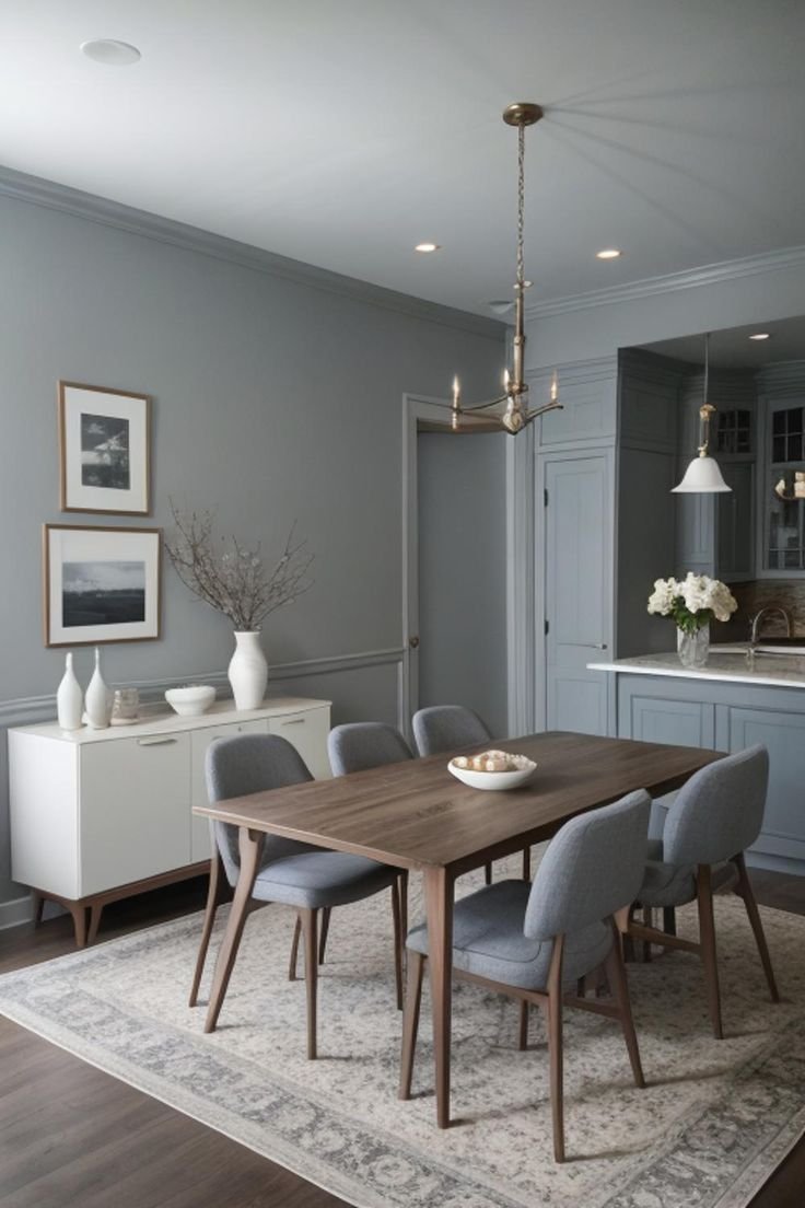 soft grey dining room