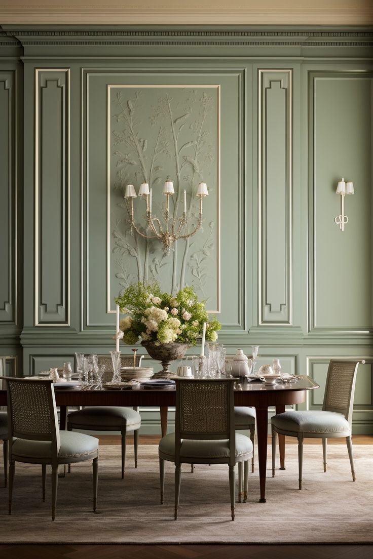 sage green dining room